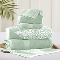 Modern Threads 6 Piece reversible yarn dyed jacquard towel set Artesia Damask Sage 5JQYDTLG-ARS-ST